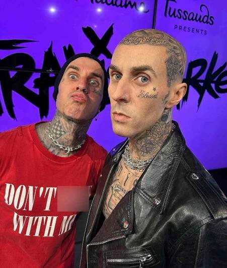 Travis Barker Poses with 'Clone' Wax Figure at Madame Tussauds in Las Vegas