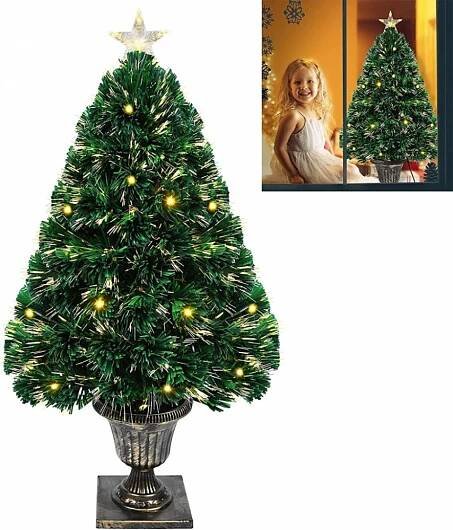 YARDIN Mini vánoční stromek umělý 90 cm s LED světly umělý vánoční ...