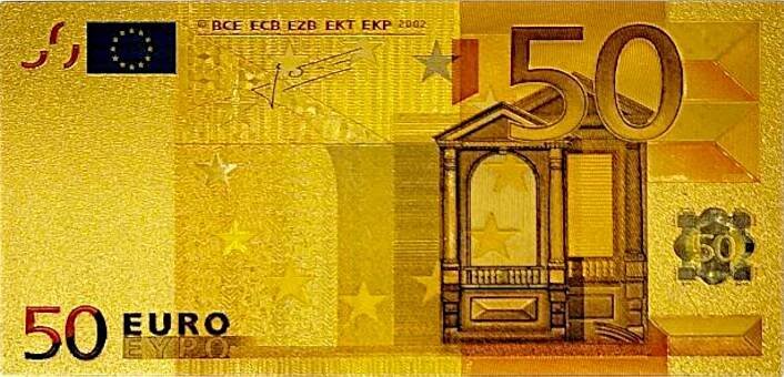 50 EURO Sběratelská bankovka pozlacená replika z PVC Ozdoba do sbírky za 84.00CZK - Allegro