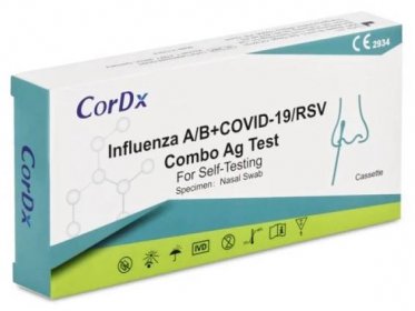 CorDX Chřipka A+B & COVID-19 / RS vir, Ag Combo Test - rychlotest na detekci Chřipka / Covid 19 / RS