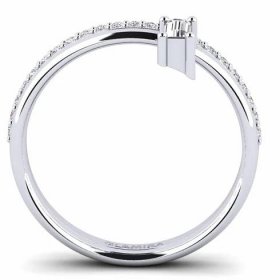 Baguette 0.11 Carat Solitaire Pave Lab Grown Diamond 14k White Gold Engagement Ring Itemize view 2