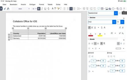 Náhled na mobilní verzi LibreOffice