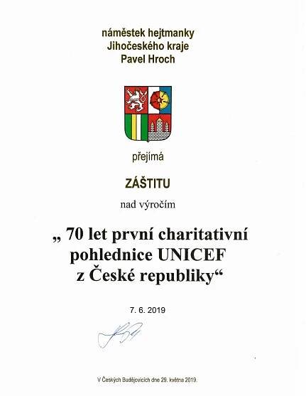 Slavnostní připomínka výročí 70 let od vydání první charitativní pohlednice UNICEF - Jihočeské muzeum v Českých Budějovicích