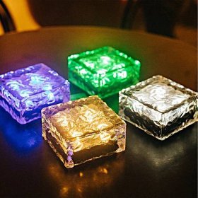 2PCS LED Solar Glass Brick Light