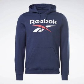 Reebok Identity Fleece Stacked Logo Pullover Hoodie; Color: Blue