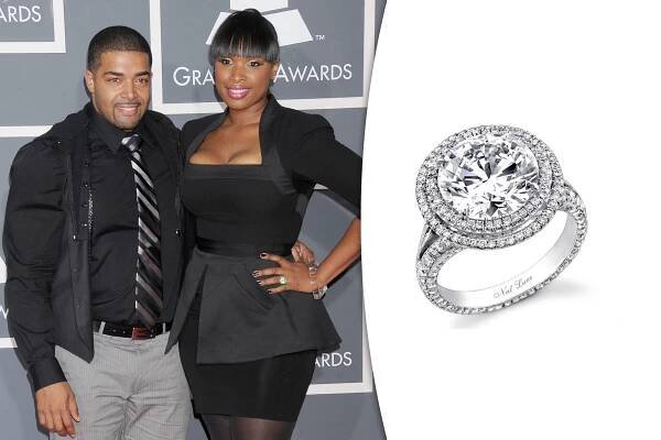 Jennifer Hudson and David Otunga (left) her engagement ring (right)