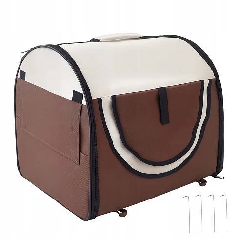 PawHut Skládací přepravní box pro psy s polštářem, 61x46x51 cm Káva