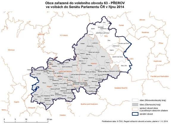Mapy volebních obvodů pro volby do Senátu Parlamentu ČR | Moravskoslezský kraj