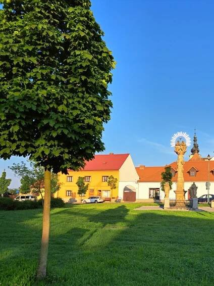 Město Touškov a sloup se... - Socha