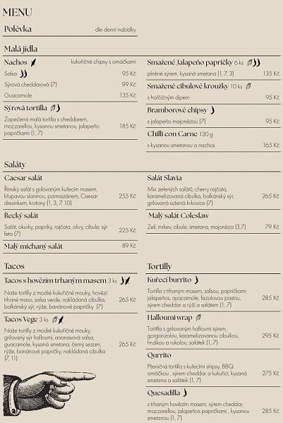 Stale Menu – Slavia Restaurace