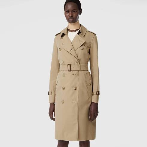 The Long Kensington Heritage Trench Coat in Honey Women Cotton