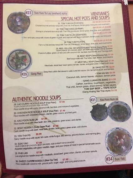 Menu - Vientiane Lao Thai Restaurant