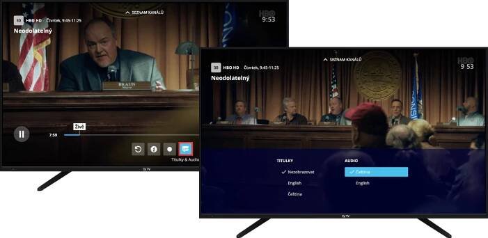 Znění pořadu a jazyk titulků O2 TV