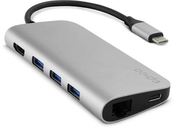 Epico USB Type-C Hub with Ethernet silver