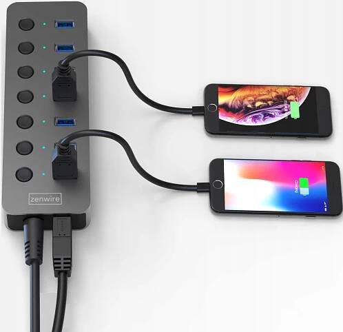 USB 3.0 HUB Zenwire Hu701 - aktivní rozbočovač 7 v 1 s napájecím zdrojem - Zenwire.cz