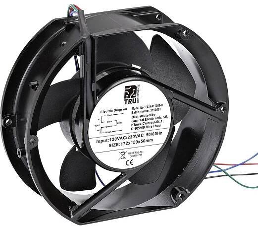 TRU COMPONENTS TC-NA17050-D axiální ventilátor, 230 V/AC, 120 V/AC, 310 m³/h, (d x š x v) 172 x 150 x 50 mm, TC-12774668