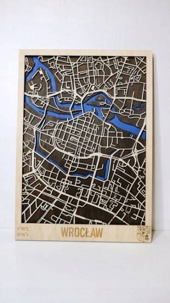 Dřevěná mapa města Obraz Vratislav