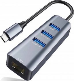 USB-C rozbočovač s 3xUSB 3.0 a RJ45 (Ethernet)