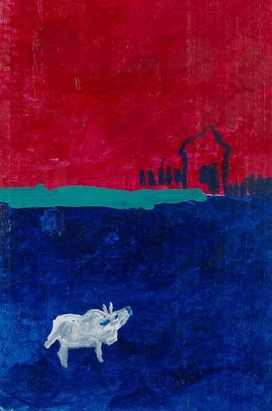 Sacred Cow by Alice Constable Maxwell, gouache and ink on card