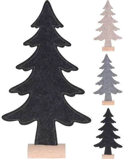 Vánoční stromeček z plsti na dřevěné noze, 3 různé barvy, 40 cm