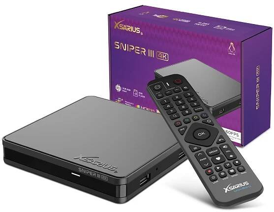 Xsarius Sniper 3 IR - 4K Linux UHD HEVC OTT Linux WiFi IPTV PremiumTV Box