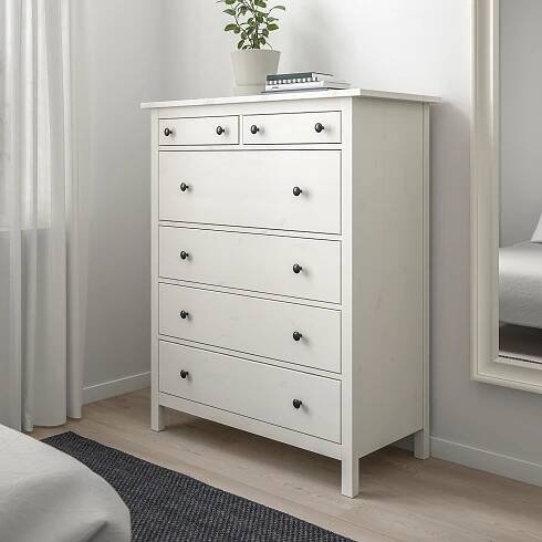 HEMNES Komoda se 6 zásuvkami - bílé mořidlo 108x131 cm
