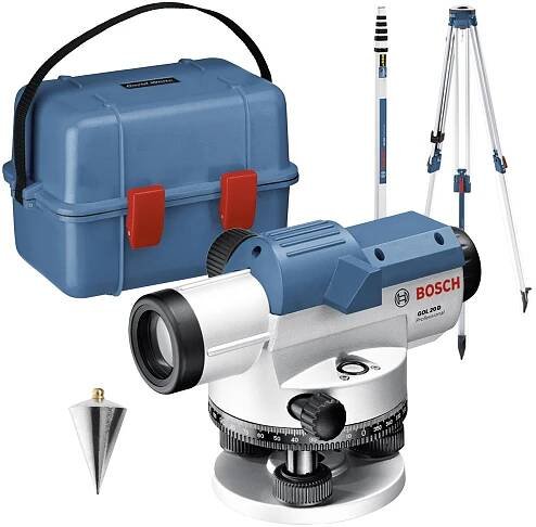 Bosch Professional GOL 20 D + BT160 + GR500 optický nivelační přístroj vč. stativu dosah (max.): 60 m Optické zvětšení (