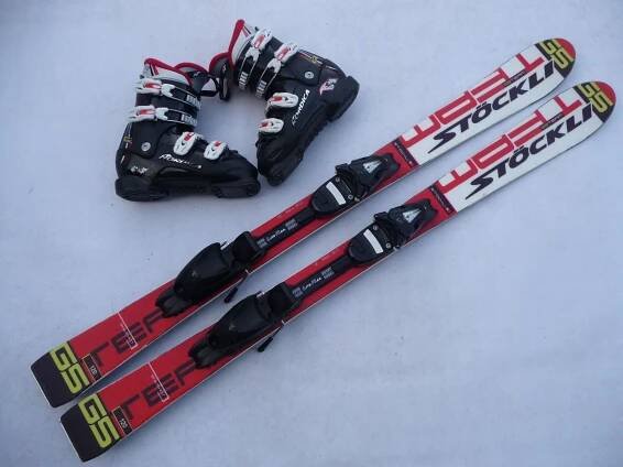 222. Lyže STOCKLI - 120 cm + boty NORDICA  35eu - set - Lyže, běžky