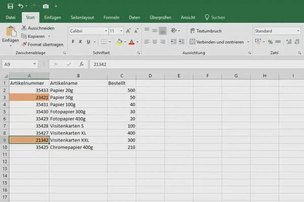 Srovnání dvou tabulek Excel
