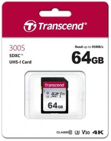 TRANSCEND SDXC karta 64GB 300S, UHS-I U3 V10 (R:100/W:25 MB/s) | TonerPartner.cz