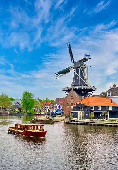 windmill along the canals in Haarlem