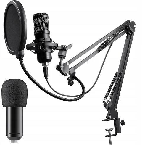 MIKROFON PRO POČÍTAČ HERNÍ KAPACITNÍ RAMENO Streaming USB pop filtr