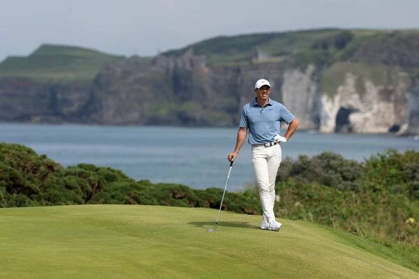 Rory McIlroy on the 5th green at Royal Portrush Golf Club.