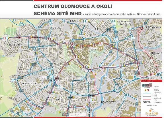 MHD Olomouc - Mapa, cena jízdenek a jízdní řády