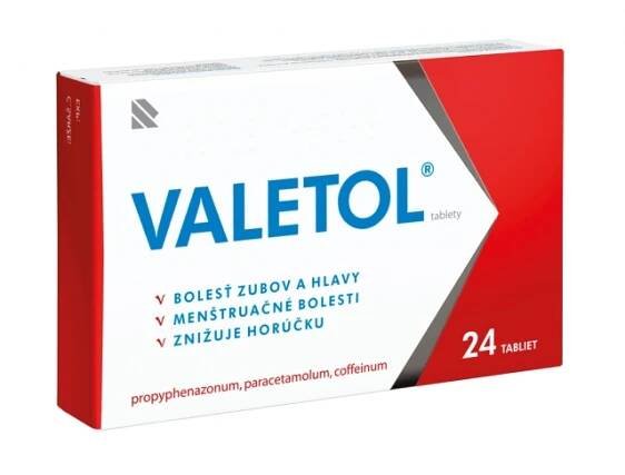 Valetol – cena, dávkování, složení. Účinky na bolest hlavy i zuby