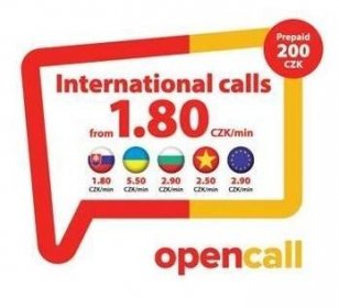 Předplacená SIM karta OpenCall s kreditem 200 Kč, volání do všech sítí v ČR 1,80 Kč/min bez nutnosti dobíjení, Slovensko - větší obrázek