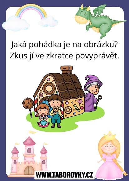 a card with an image of children in front of a house and a dragon next to it