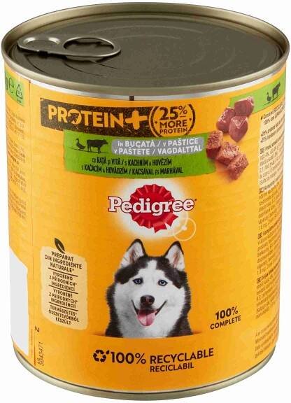 PEDIGREE Konzerva PROTEIN s Kačacím a hovädzím 800g 1×800 g, konzerva pre psy