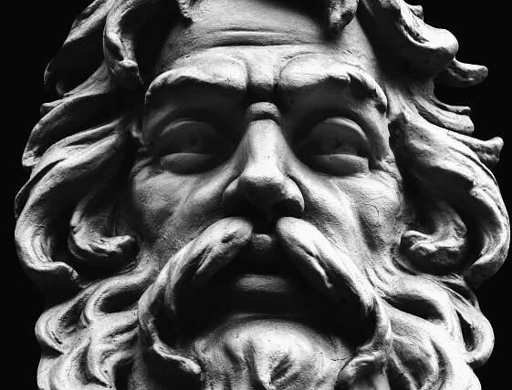 God Zeus. The king of the gods and the ruler of mount Olympus,  the god of the sky and thunder. Horizontal image.