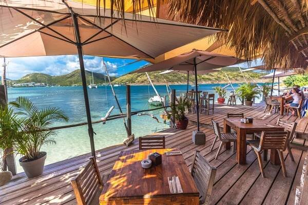 Karibuni restaurant on Pinel Island, St Martin, FWI. French and Caribbean fusion food.
