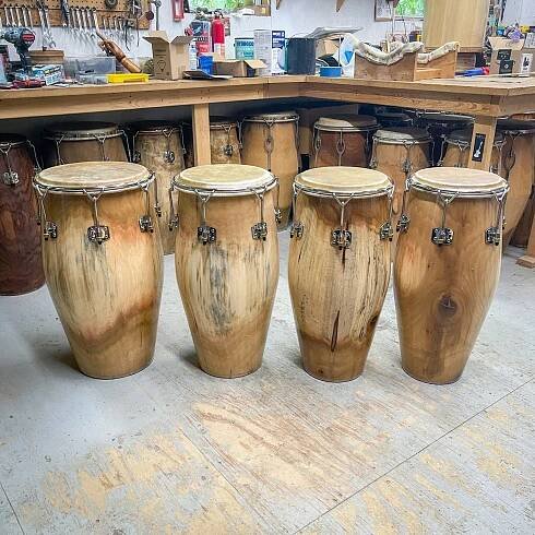 Spalted Poplar Solid Shell Four Conga Set