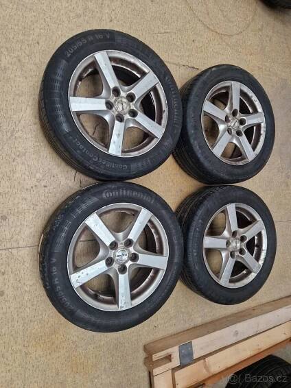 Alu kola 6.5Jx16 ET 45, 5x112, pneu 205/55 R16 91V Continent - Olomouc