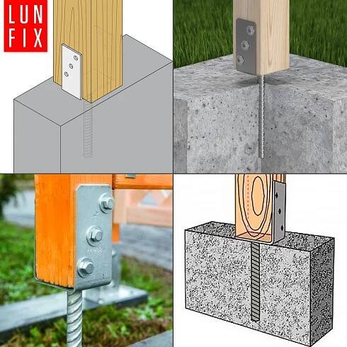 Kotevní patka s týčí do betonu 90mm + šrouby