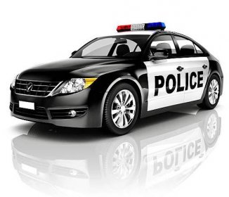 boční pohled studio záběr černého sedan policejního vozu - policejní automobil - stock snímky, obrázky a fotky