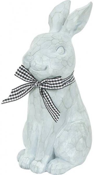 Zahradní dekorativní figurka sedící zajíc, šedá, 14 x 11 x 24 cm