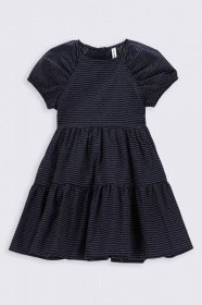 Látkové šaty  tmavě modrá rozšířené s hráškovým vzorem 2