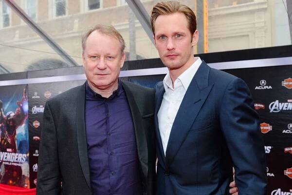 Stellan Skarsgård and Alexander Skarsgård attend the L.A. premiere of Marvel's 'The Avengers' on April 11, 2012