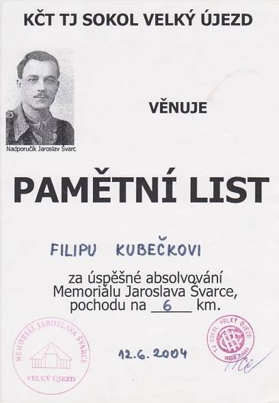 Pamětní listy 🔖 – Memoriál Jaroslava Švarce