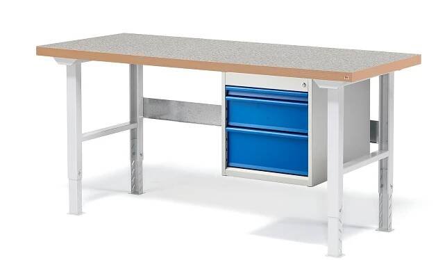 Dílenský stůl SOLID, 1500x800 mm, nosnost 750 kg, 3 zásuvky, vinylový povrch