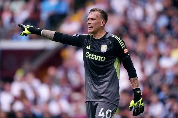 Aston Villa goalkeeper Marco Bizot